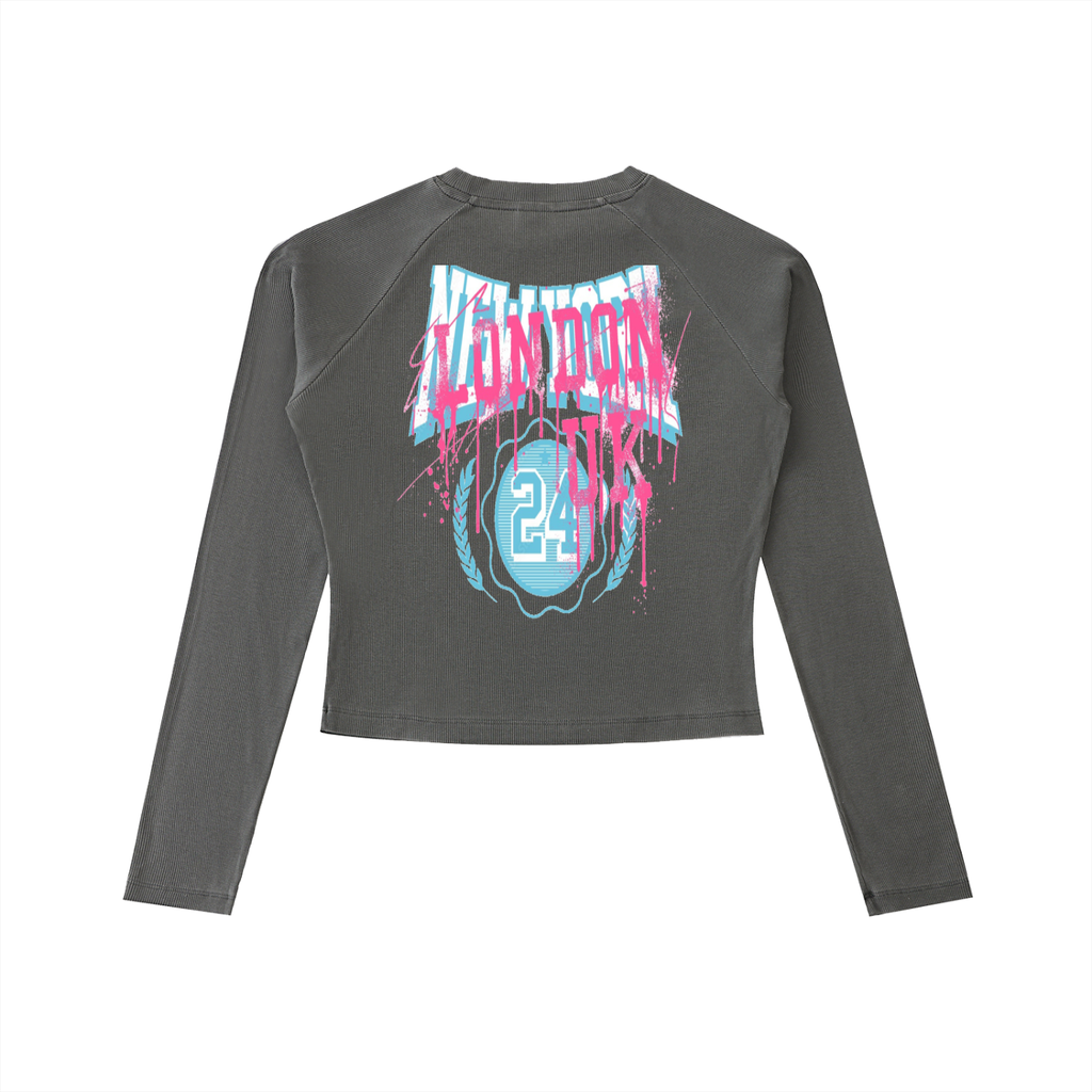 Dyed Washed Raglan Long Sleeve Slim T-Shirt