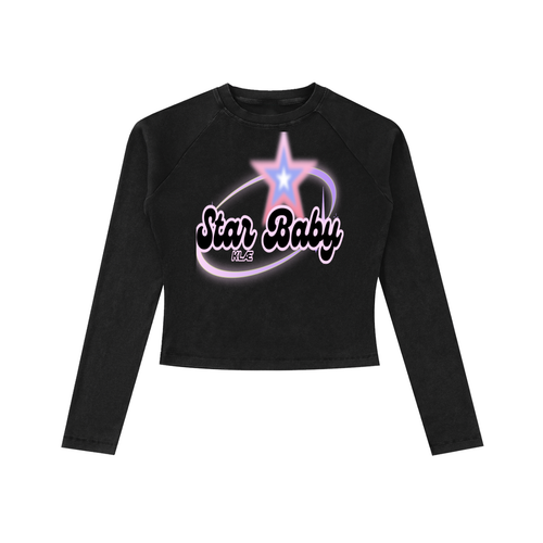 Dyed Washed Raglan Long Sleeve Slim T-Shirt