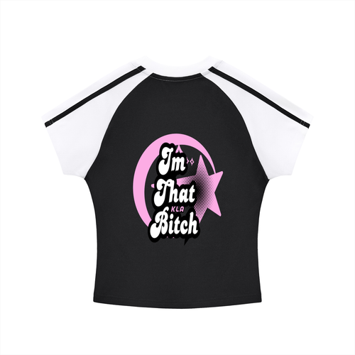 Contrast Stripes Bodycon Raglan  Sleeve T-Shirt