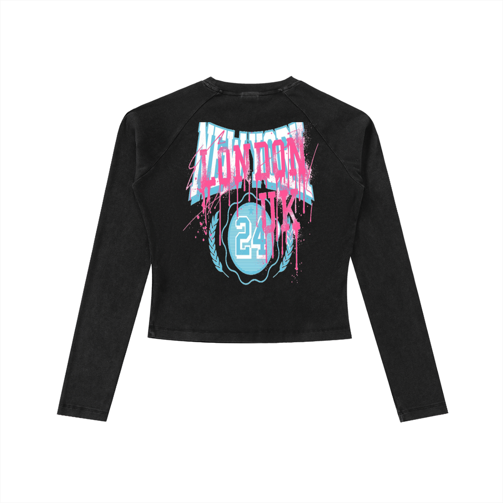 Dyed Washed Raglan Long Sleeve Slim T-Shirt