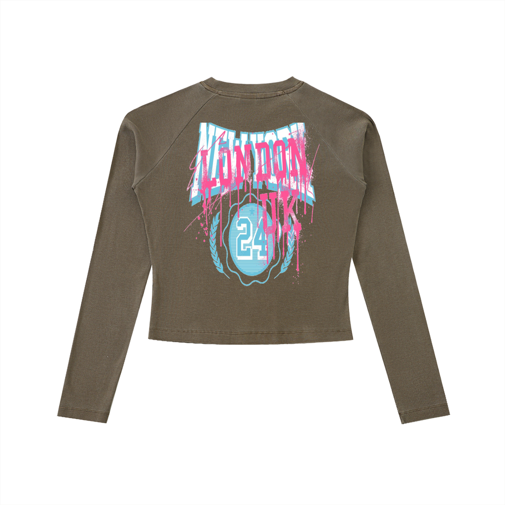 Dyed Washed Raglan Long Sleeve Slim T-Shirt