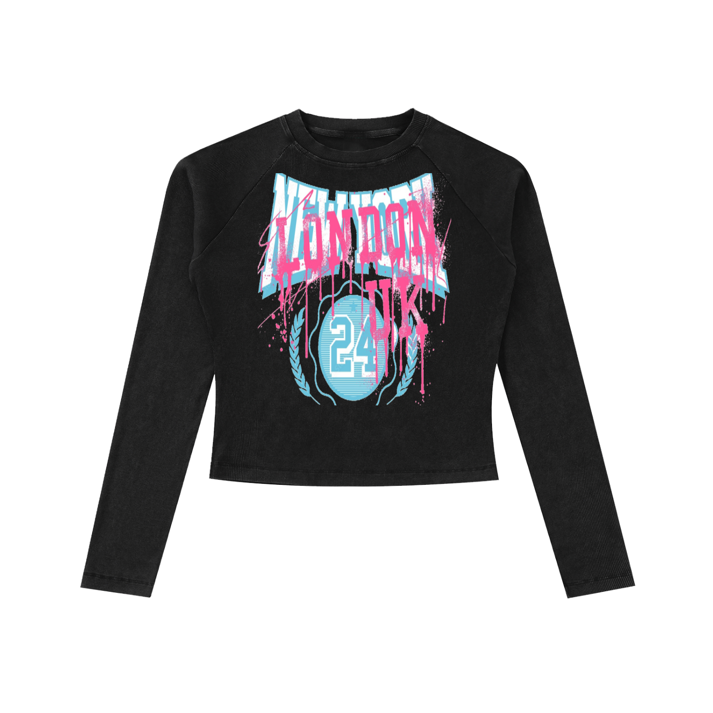 Dyed Washed Raglan Long Sleeve Slim T-Shirt